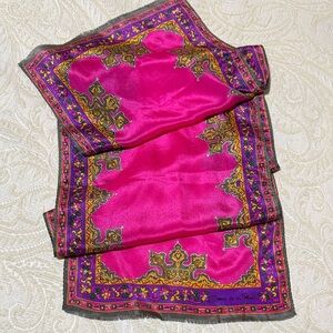 Oscar de la Renta Pink and Gold Scarf